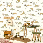 Hibou Design Dinosaurs Wallpaper - Jurassic Grey/Olive