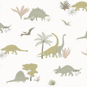 Hibou Design Dinosaurs Wallpaper - Jurassic Grey/Olive