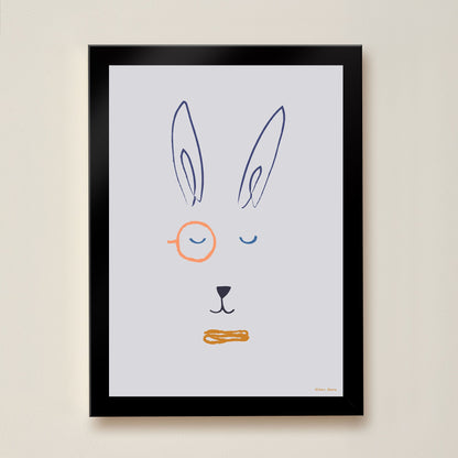Hibou Design Hector Hare Art Print - Lilac