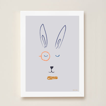 Hibou Design Hector Hare Art Print - Lilac