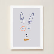 Hibou Design Hector Hare Art Print - Lilac
