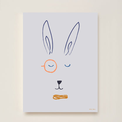 Hibou Design Hector Hare Art Print - Lilac