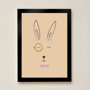 Hibou Design Hector Hare Art Print - Plaster Pink
