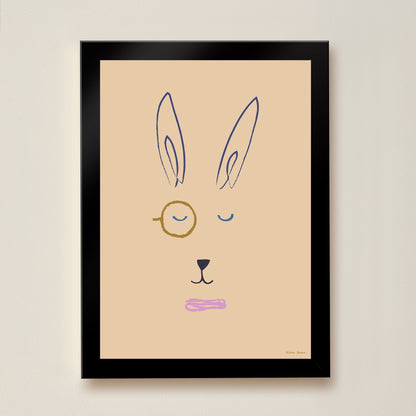 Hibou Design Hector Hare Art Print - Plaster Pink