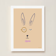 Hibou Design Hector Hare Art Print - Plaster Pink