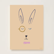 Hibou Design Hector Hare Art Print - Plaster Pink