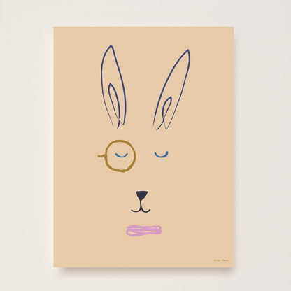 Hibou Design Hector Hare Art Print - Plaster Pink