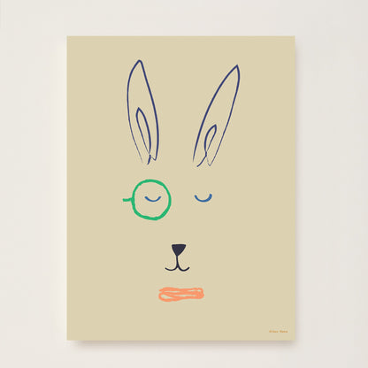 Hibou Design Hector Hare Art Print - Sand