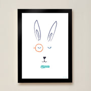 Hibou Design Hector Hare Art Print - White