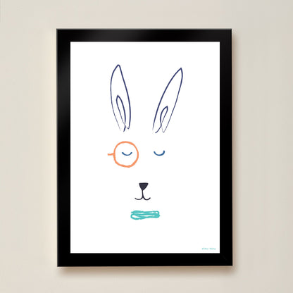 Hibou Design Hector Hare Art Print - White