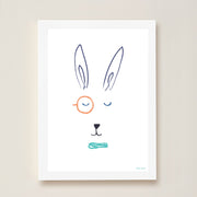 Hibou Design Hector Hare Art Print - White
