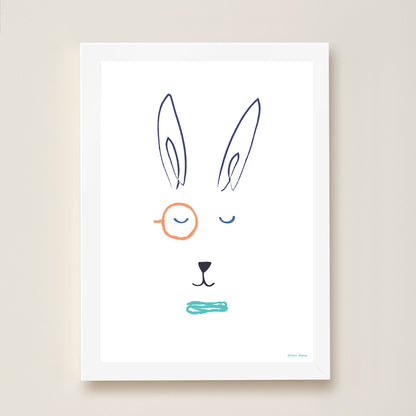 Hibou Design Hector Hare Art Print - White