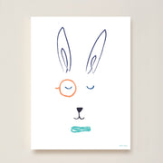 Hibou Design Hector Hare Art Print - White