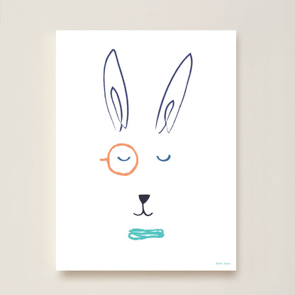 Hibou Design Hector Hare Art Print - White