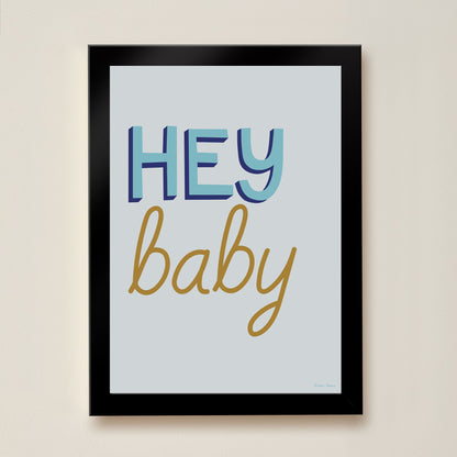 Hibou Design Hey Baby Art Print - Blue