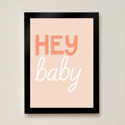 Hibou Design Hey Baby Art Print - Coral