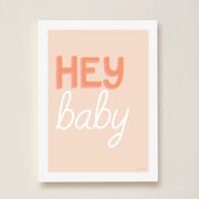 Hibou Design Hey Baby Art Print - Coral