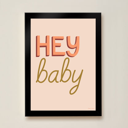Hibou Design Hey Baby Art Print - Marron