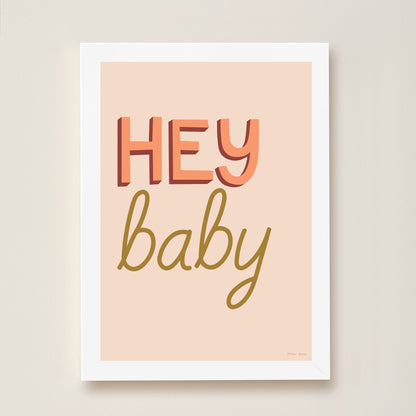 Hibou Design Hey Baby Art Print - Marron