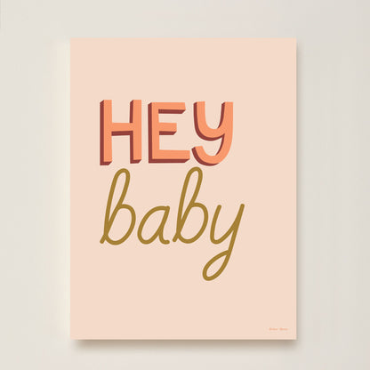 Hibou Design Hey Baby Art Print - Marron