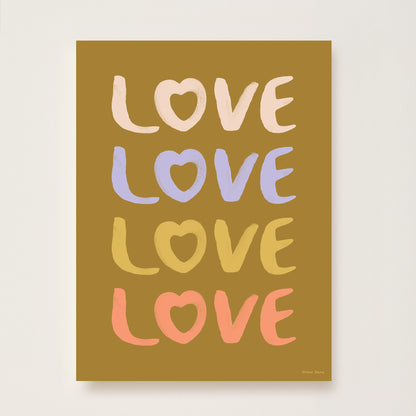 Hibou Design Love Art Print - Olive