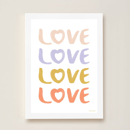 Hibou Design Love Art Print - White