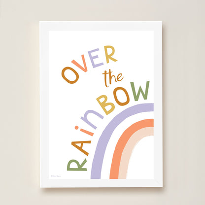 Hibou Design Over the Rainbow Art Print - White