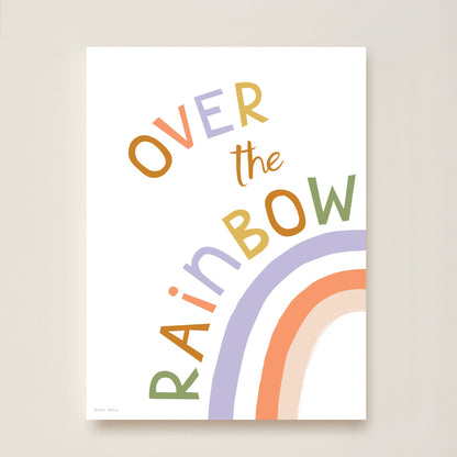 Hibou Design Over the Rainbow Art Print - White