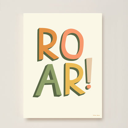 Hibou Design Roar Art Print - Cream