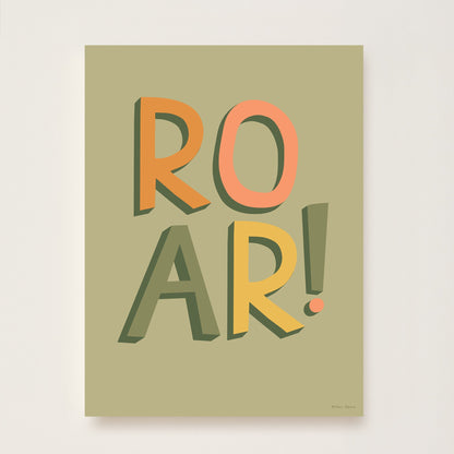 Hibou Design Roar Art Print - Khaki