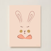 Hibou Design Sylvie Rabbit Art Print - Coral