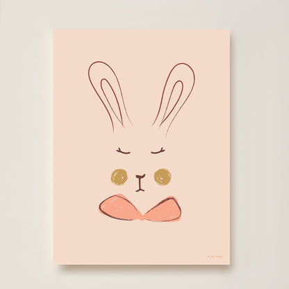 Hibou Design Sylvie Rabbit Art Print - Coral