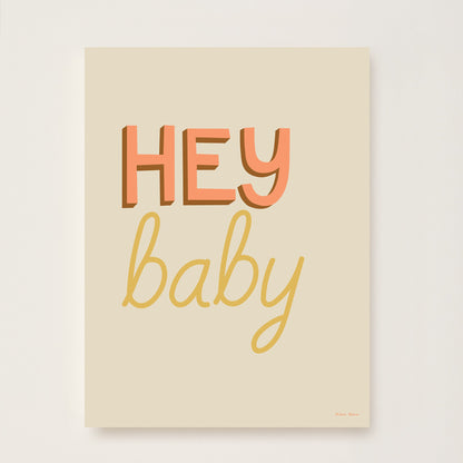 Hibou Design Hey Baby Art Print - Sand