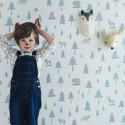 Hibou Design Into the Wild Wallpaper - Grey/Storm Green
