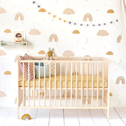 Hibou Design Rainbows Wallpaper - Mustard/Rose
