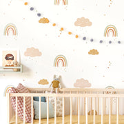 Hibou Design Rainbows Wallpaper - Mustard/Rose