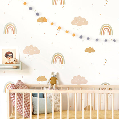 Hibou Design Rainbows Wallpaper - Mustard/Rose