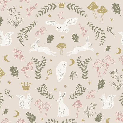 Hibou Design Woodland Wonders Wallpaper - Dusty Pink/Olive