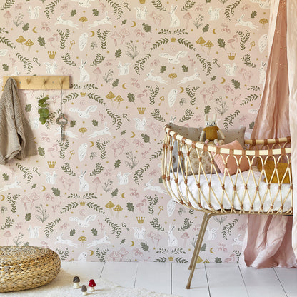 Hibou Design Woodland Wonders Wallpaper - Dusty Pink/Olive
