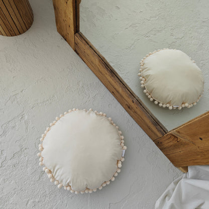 MiniCamp PomPom Throw Cushion - Ecru