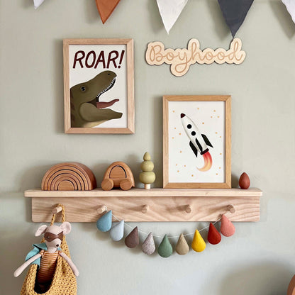 Kid of the Village Roar Dinosaur Fine Art Print - Stone