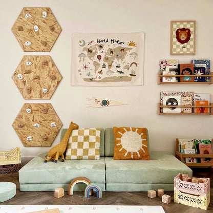 Kid of the Village World Map Wall Hanging Beige - Large