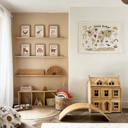 Kid of the Village World Map Wall Hanging Beige - Large
