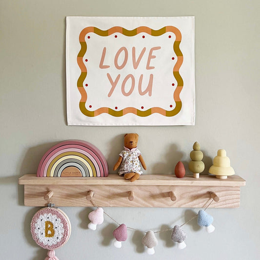 Kid Of The Village Love You Banner - Pink