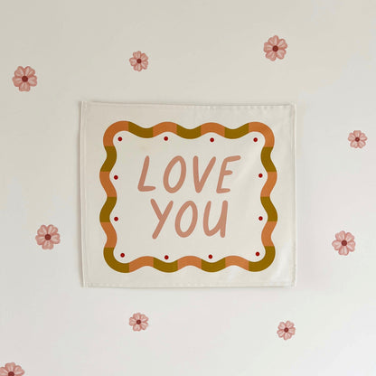 Kid Of The Village Love You Banner - Pink