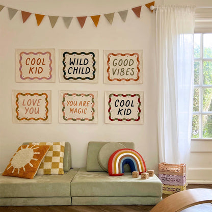 Kid Of The Village Love You Banner - Pink