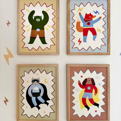 Kid of the Village Night Paw Superhero Fine Art Print