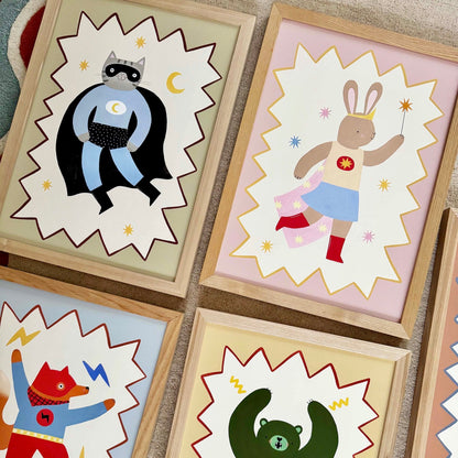 Kid of the Village Star Bunny Superhero Fine Art Print