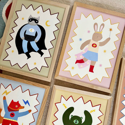 Kid of the Village Star Bunny Superhero Fine Art Print