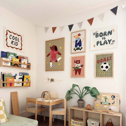 Kid of the Village Footie Pup Fine Art Print - Red Stripe